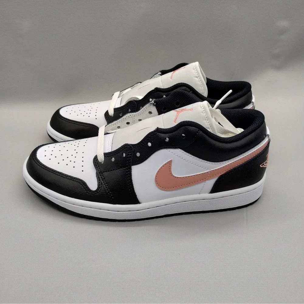 Air Jordan 1 Low Black White Rust Pink Sneakers 553558-034 Mens Size 7.5‎ New